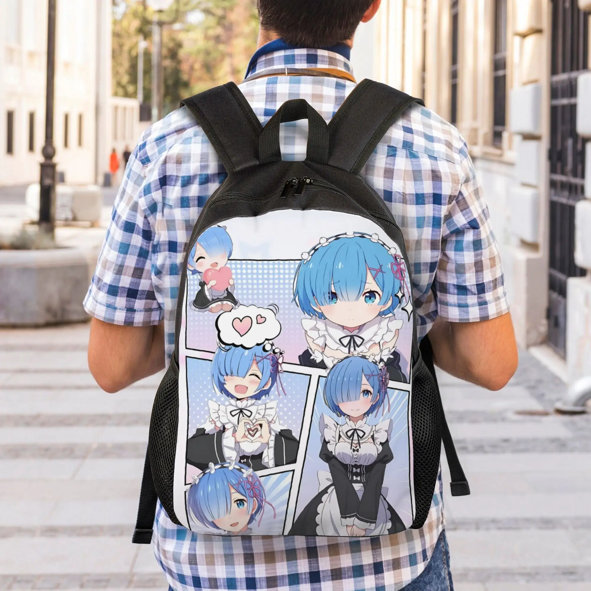 Fashion Cute Re ZERO Anime Rem Backpacks Its Bag  mochila Work Retro Washable Rucksack
