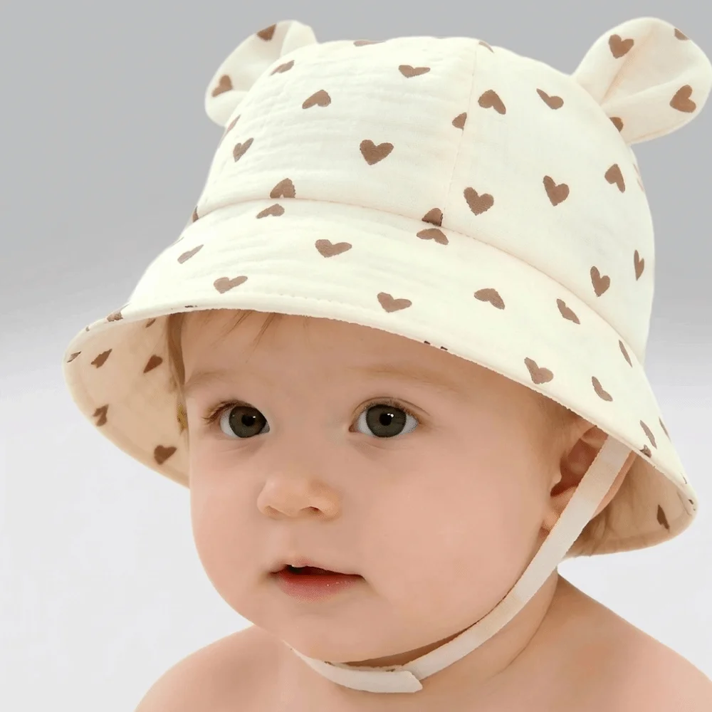 

Portable Adjustable Baby Sun Hat Breathable Unisex Cotton Baby Hat Wide Brim UV Protection Kids Beach Cap for Travel Summer