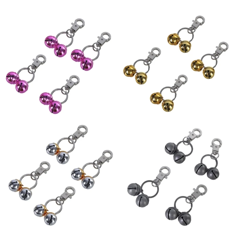 Luxurious Handmade Collar Bells Pet Trackers Training Bells Noise Maker Necklace Puppies Collar Accessory 4pack