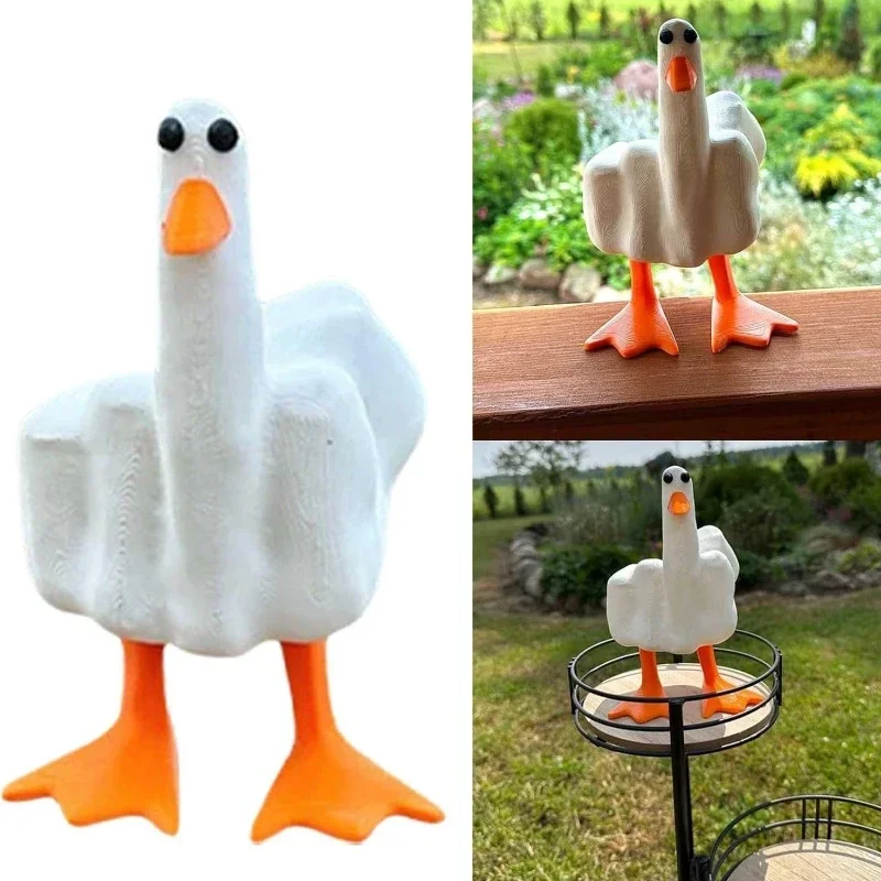 

New Duck Funny Creative Middle Finger Ducks Home Decoration Statue Resin Craft Garden Courtyard and Micro Landscape Figurines