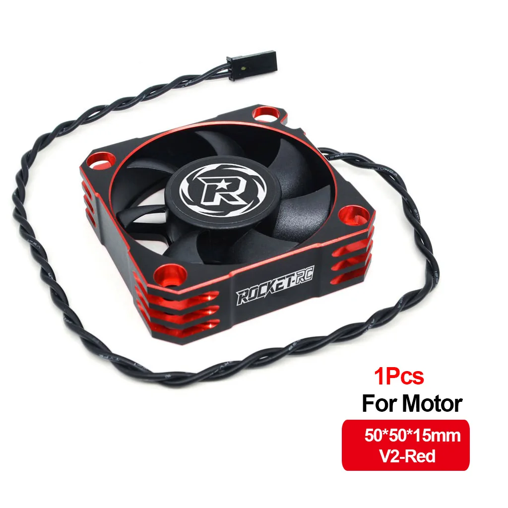 Rocket-RC 25mm 30mm 35mm 40mm 50mm Metalen Koelventilator Voor 1/10 1/8 1/7 1/5 RC Auto ESC Motor Koellichaam-V1 V2 Versie Rood & Zwart