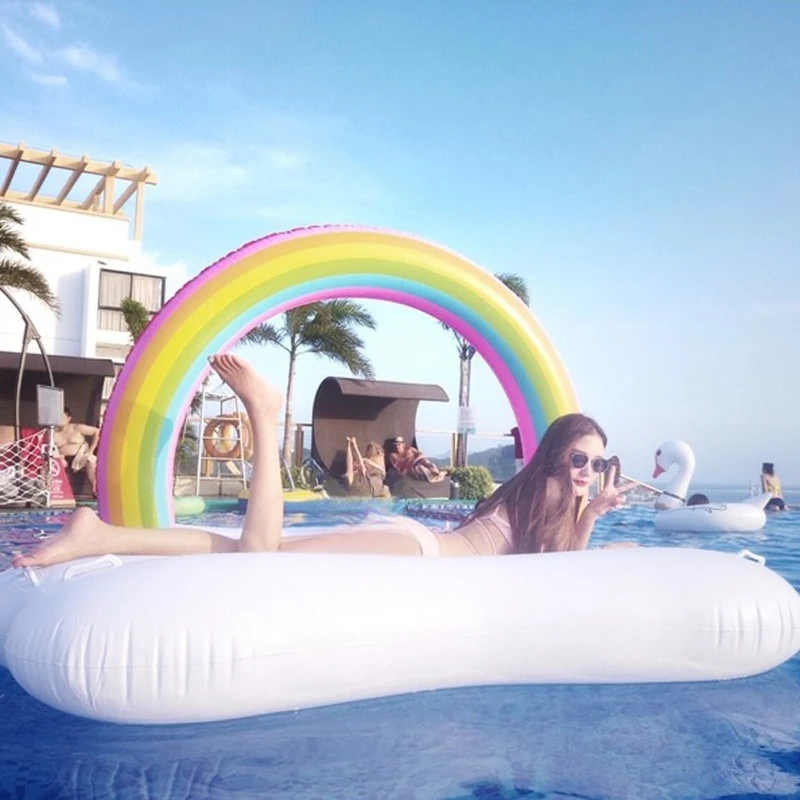 Water inflatable rainbow floating bed, inflatable swimming ring
