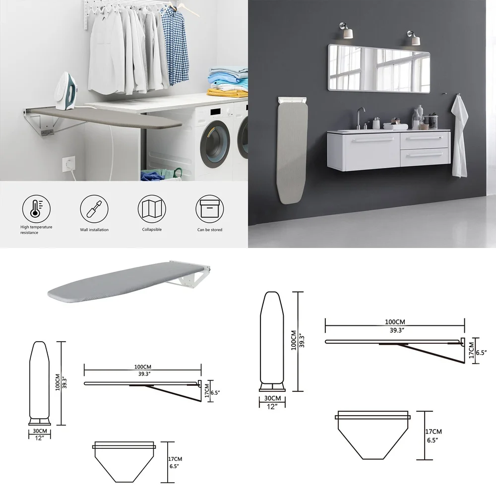 

Складная настенная гладильная доска, экономия места, выдвижная гладильная доска, простая установка, серая домашняя стирка, незаменимая складная