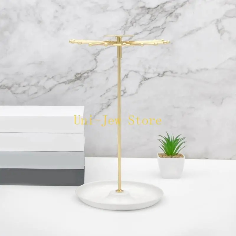 حامل منظم مجوهرات بسعة 40 جيجابايت مع لوحة دائرية قابلة للدوران وحامل مجوهرات رف عرض للاستخدام المنزلي أو البيع بالتجزئة