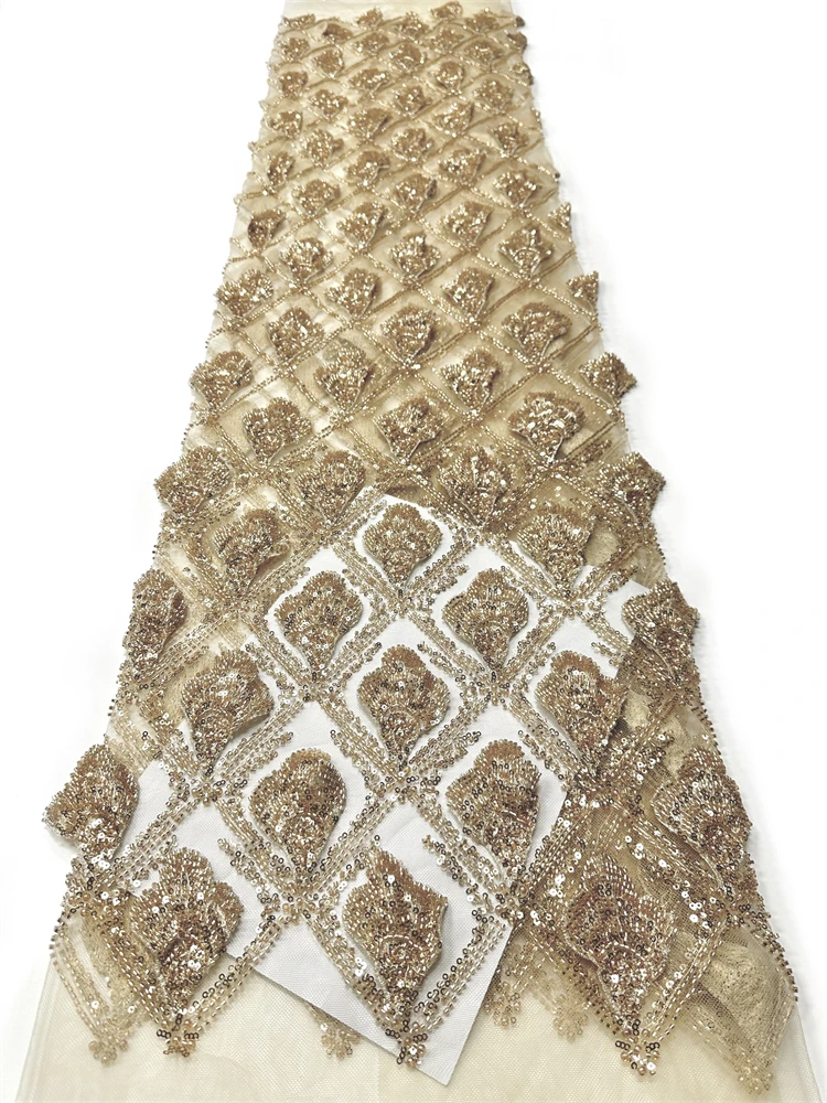 

Кружевная ткань SJ Lace Luxury African Nigerian Groom с пайетками и бисером, французское золотое сетчатое кружево 2026 для вечерних и свадебных платьев, для шитья