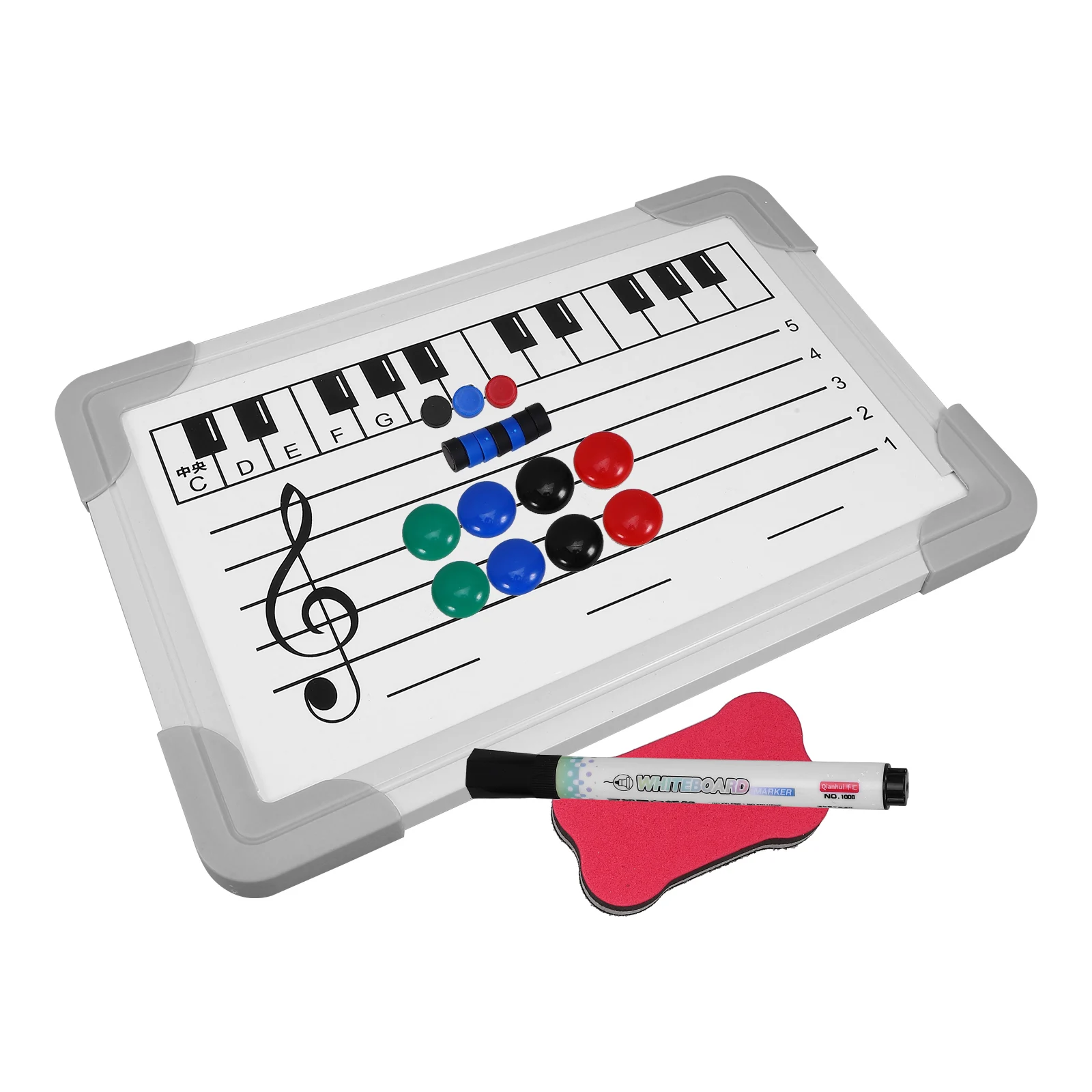 音楽スタッフホワイトボード 20 × 30 センチメートル両面ドライイレースボード高低音教育ツール磁気フレームホームスクールホワイトボード