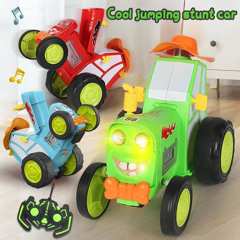 Mini Crazy Jumping RC Car with Music & Lights, Infrared Stunt Vehicle, Upright Walking Truck for Kids’ Funny Playtime Rc Car