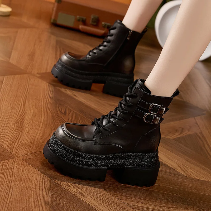 

Fashion Brand Fashion High Platform Boots Women High Wedges Ankle Boots Woman 2026 Winter High Heels Thicken Boots Botas Mujer