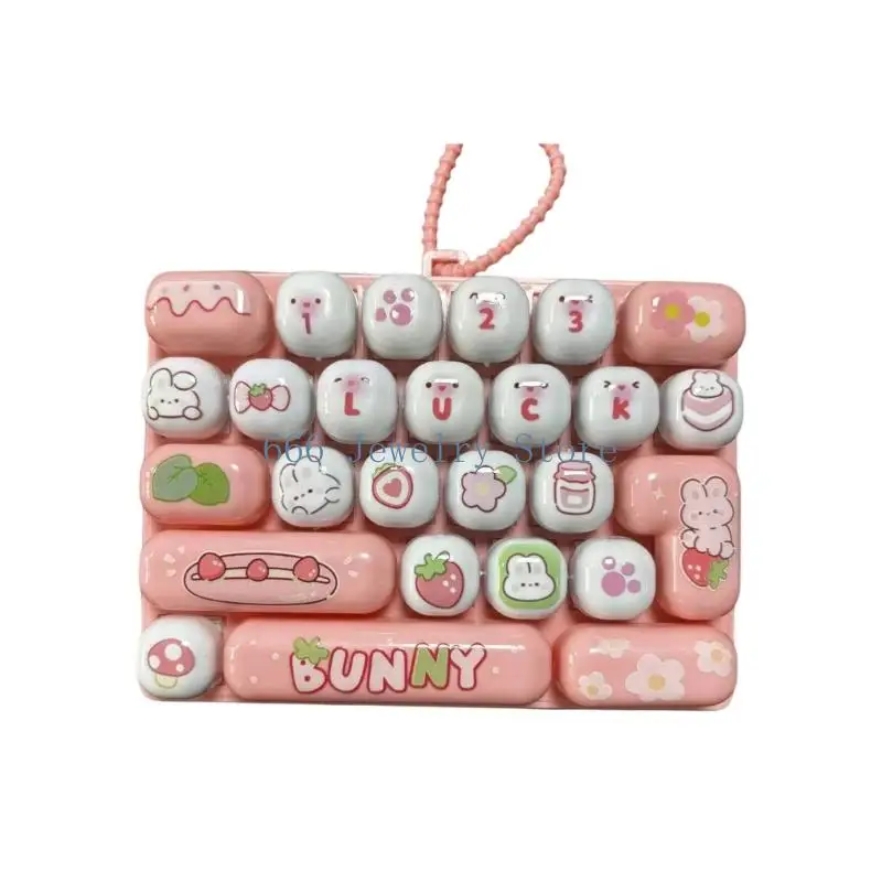 F2TD Travel Press Keychain with 26 Button Layout and Portable Clip Loop