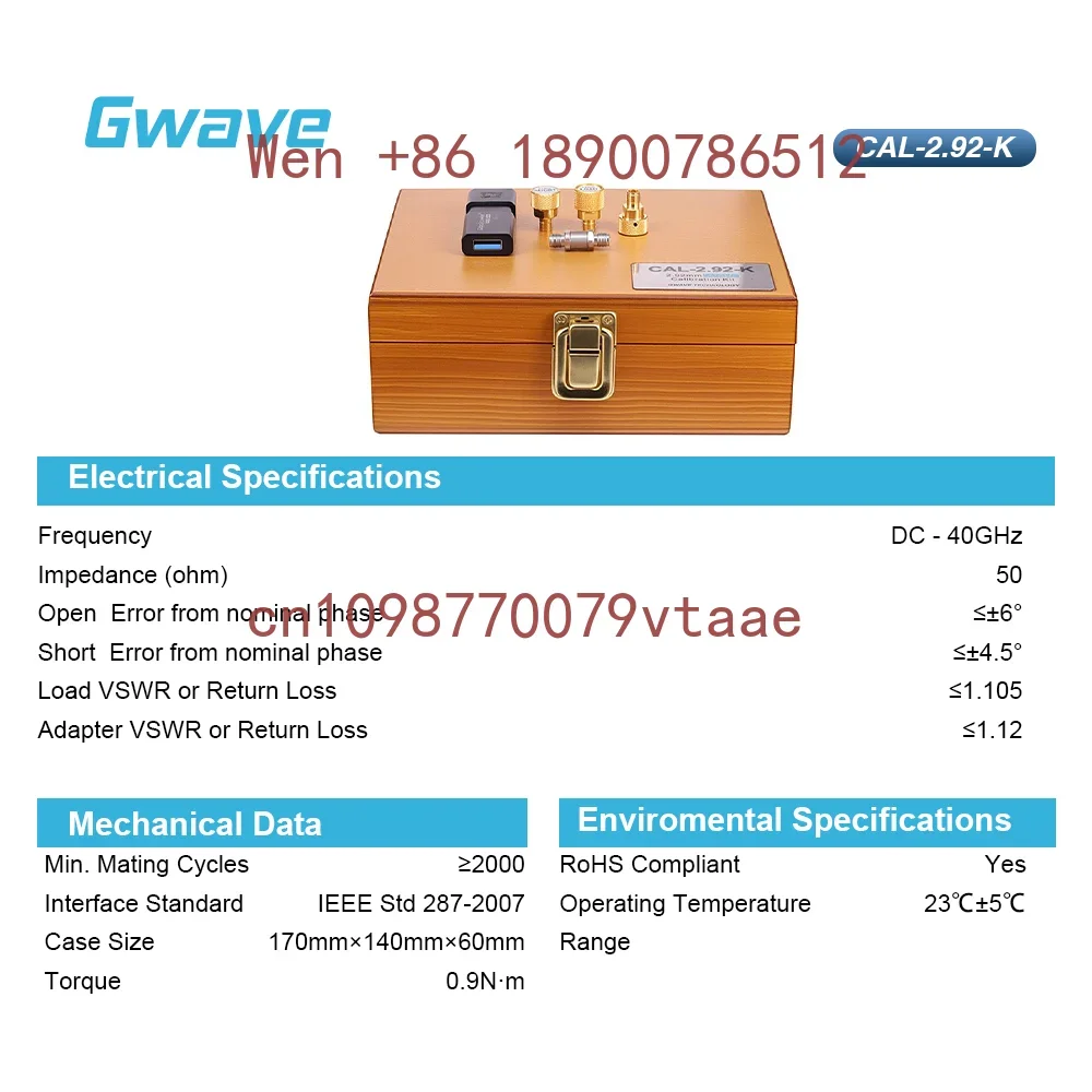 Gwave CAL-2.92-K High Frequency 2.92mm Female Open Short Load Adapter 50 Ohm Brass&Stainless Steel Calibration Kit DC 40 GHz RF