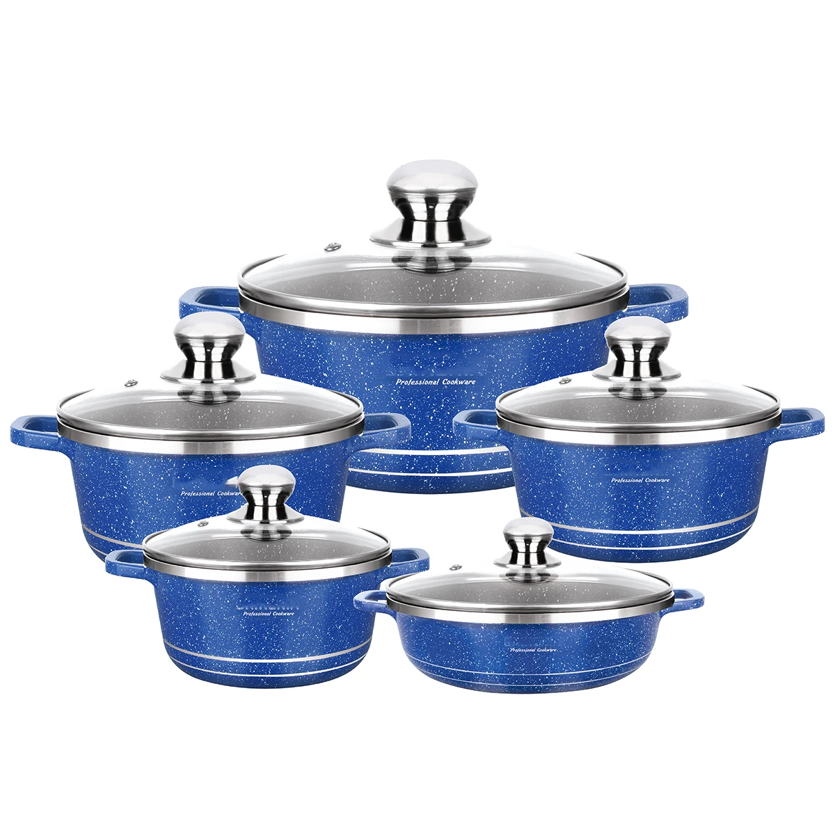 New High-End Cookware 5Pcs Pot 5pcs Cover Non-Stick Cast Aluminum Casseroles Set Induction Available