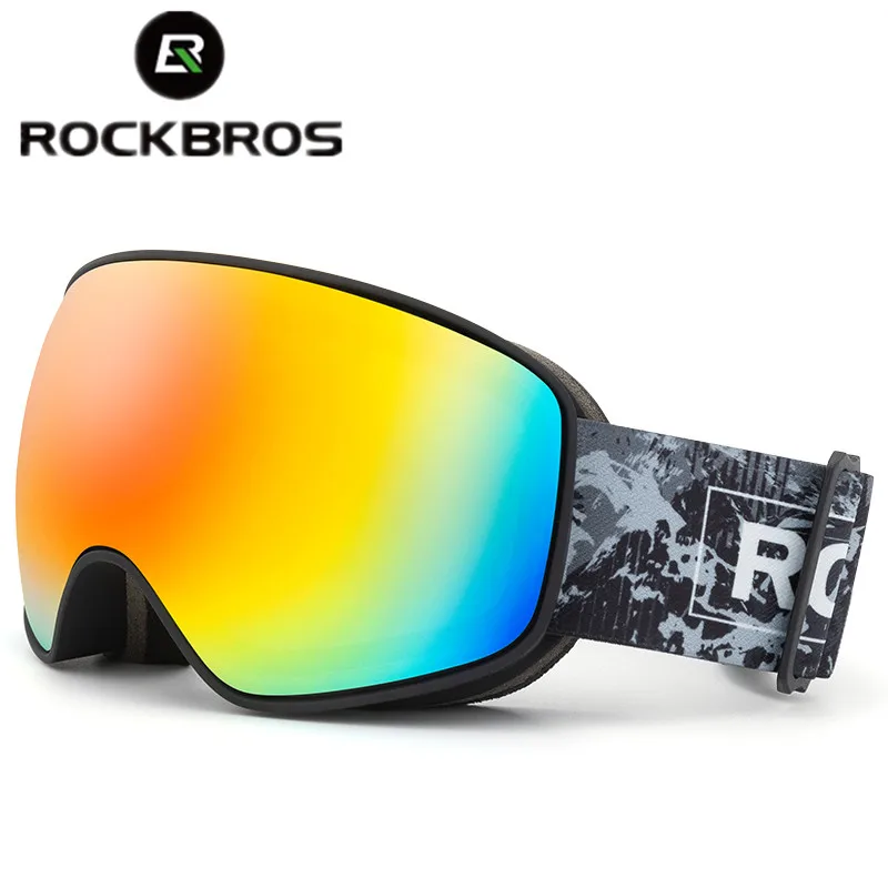 ROCKBROS Ski Goggles Adult Child Skiing Snowboarding Goggles Eyewear Glasses Anti-fog Ski Windproof Adjustable Snow Glasses