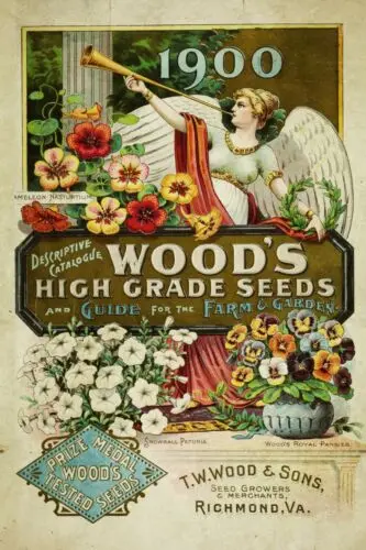 Wood's Seeds, Angel and Gardening Advert, Vintage Retro Style Metal Sign