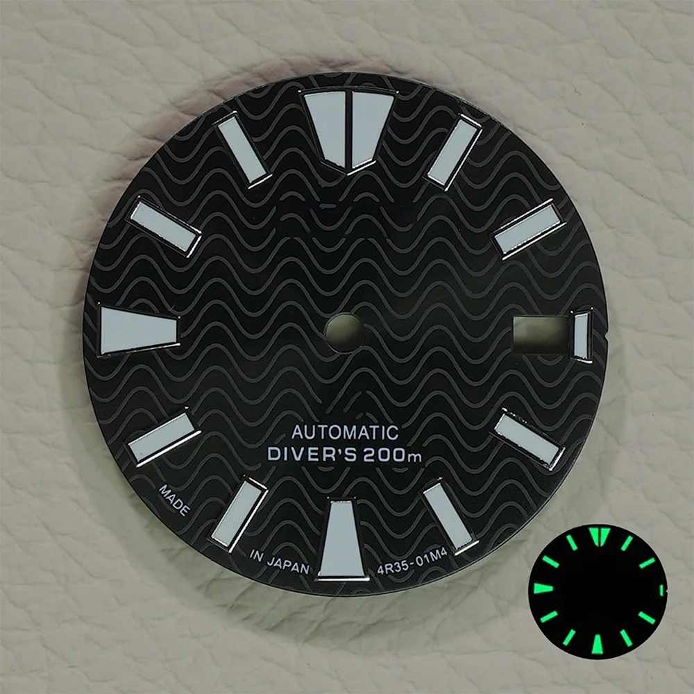 Esfera de reloj de alta calidad NH35/NH36, 28,5mm, esfera S, verde, luminoso, adecuado para nh35, nh36, movimientos, reparación de accesorios de reloj