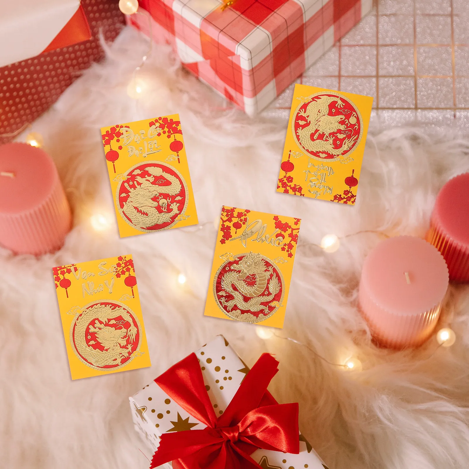 

30Pcs Paper Red Envelopes Cute Envelopes with Blessings for Chinese New Year Red Packets Festival Decorations New Year Envelope