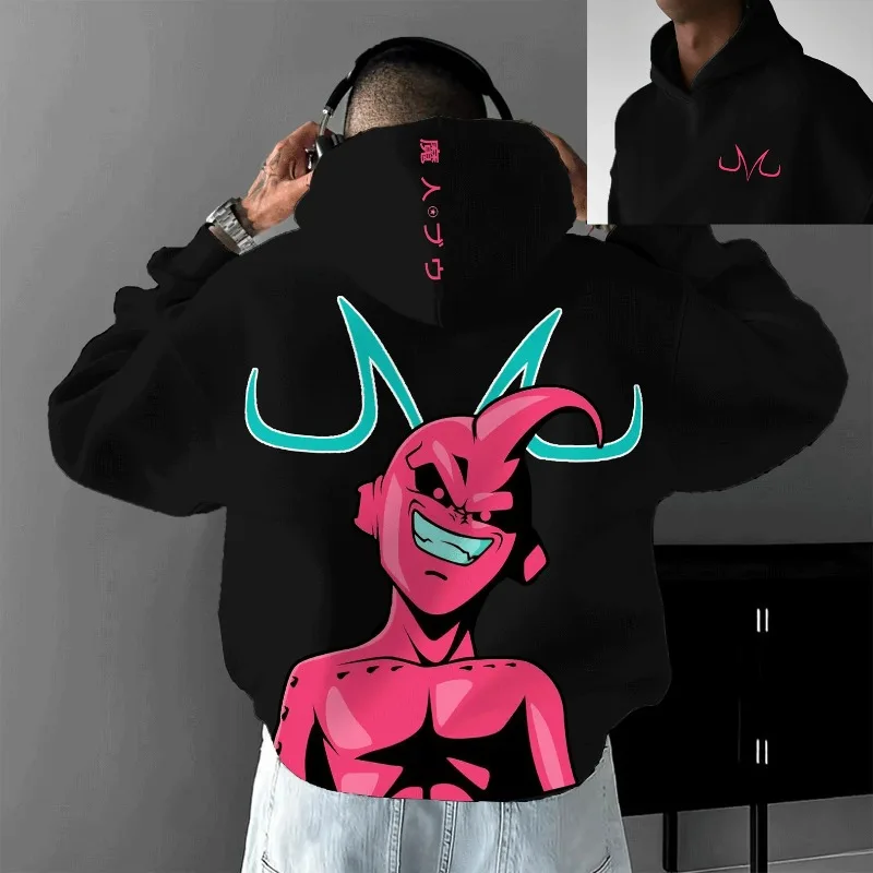 

Мужские толстовки с принтом японского аниме Dragon Ball Majin Buu, осень-зима, хлопковая мужская одежда большого размера, толстовка Harajuku Y2K