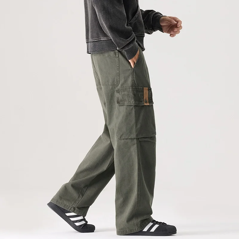 

American Sle Loose Casual Men's Work Trousers Military een Straight Leg Wide Leg Spring Autumn New Sle Cotton Pants