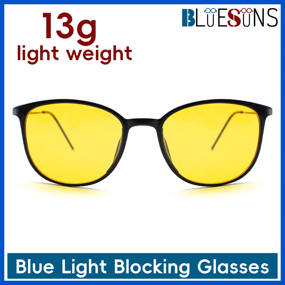 เลนส์สีเหลืองน้ำหนักเบาเป็นพิเศษแว่นตาป้องกันแสงสีฟ้าวัสดุ TR สำหรับการดูแลดวงตาและการเพิ่มความคมชัด