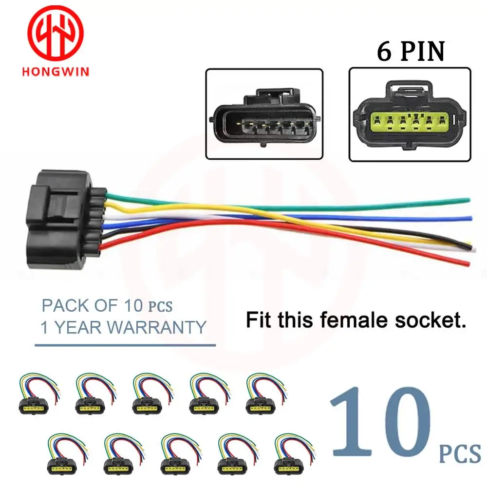 6Pin MAF Mass Air Flow Sensor Connector Harness For Mazda Ford Lincoln Mercury 1U2Z14S411AA YC2F-12B579-BA XF2F-12B579-AA 1P1556