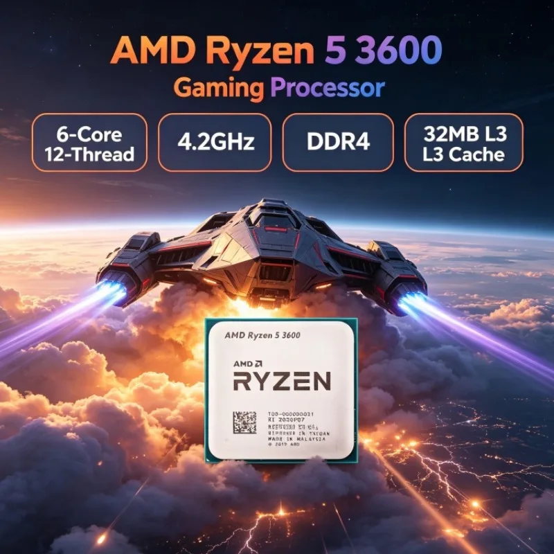 AMD Ryzen 5 3600 R5 6-Core 12-Thread DDR4 3.6GHz Up to 4.2GHz L3=32M 7nm 65W Socket AM4 PCIe 4.0 Desktop CPU for Office
