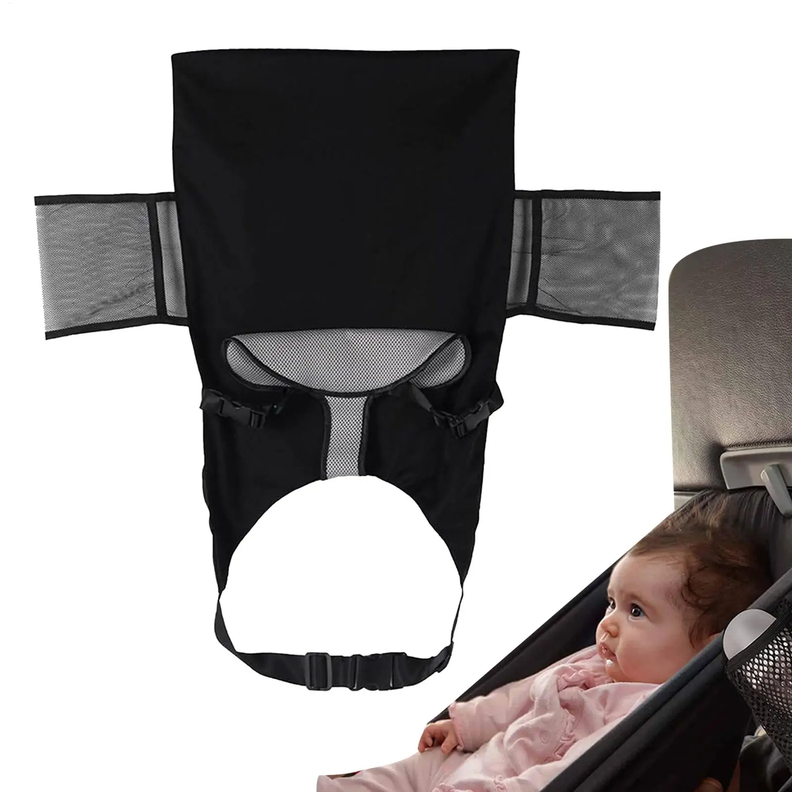 

Portable Kids Airplane Bed, Seat Extender Foot Rest for Toddler, Breathable Comfort Hammock Crib for Flights Car Travel