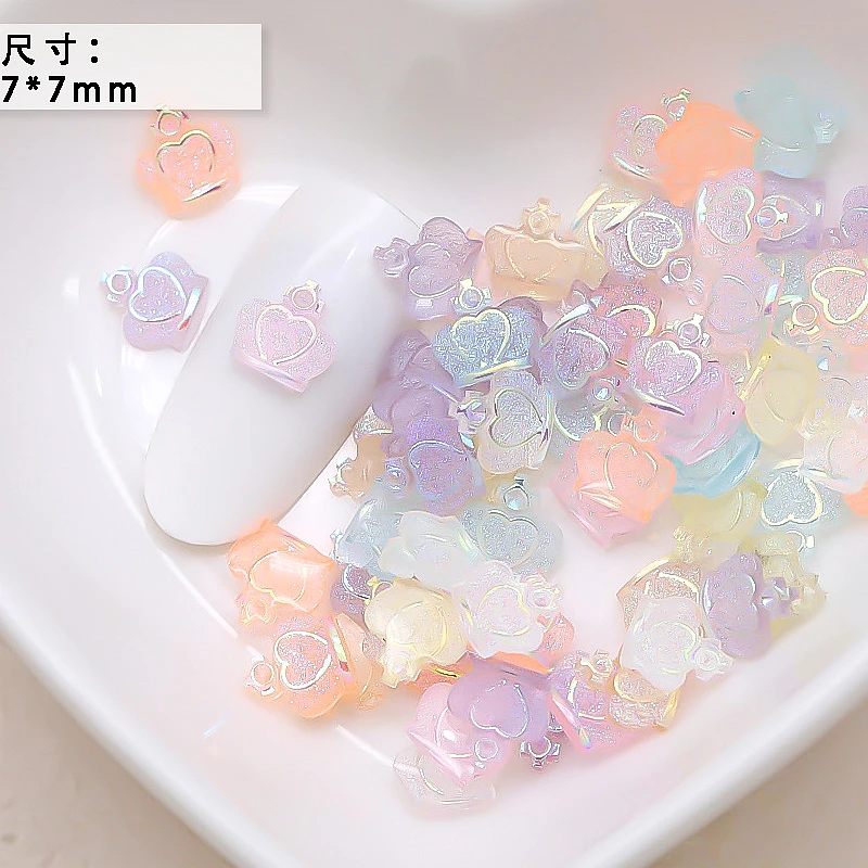 100 STKS Gemengde Kleuren Aurora Acryl Nail Art Charms Kawaii Accessoires Onderdelen Voor Manicure Deco Nagels Decoratie Benodigdheden Materiaal