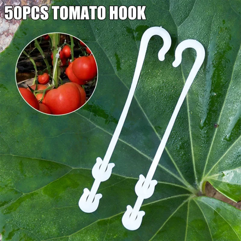 

50pcs J Shaped Fruit Cherry Tomato Ear Hook Garden Vegetable Plant Grape Support Vines Fastener Clips Trellis Fixed Buckle Hooks