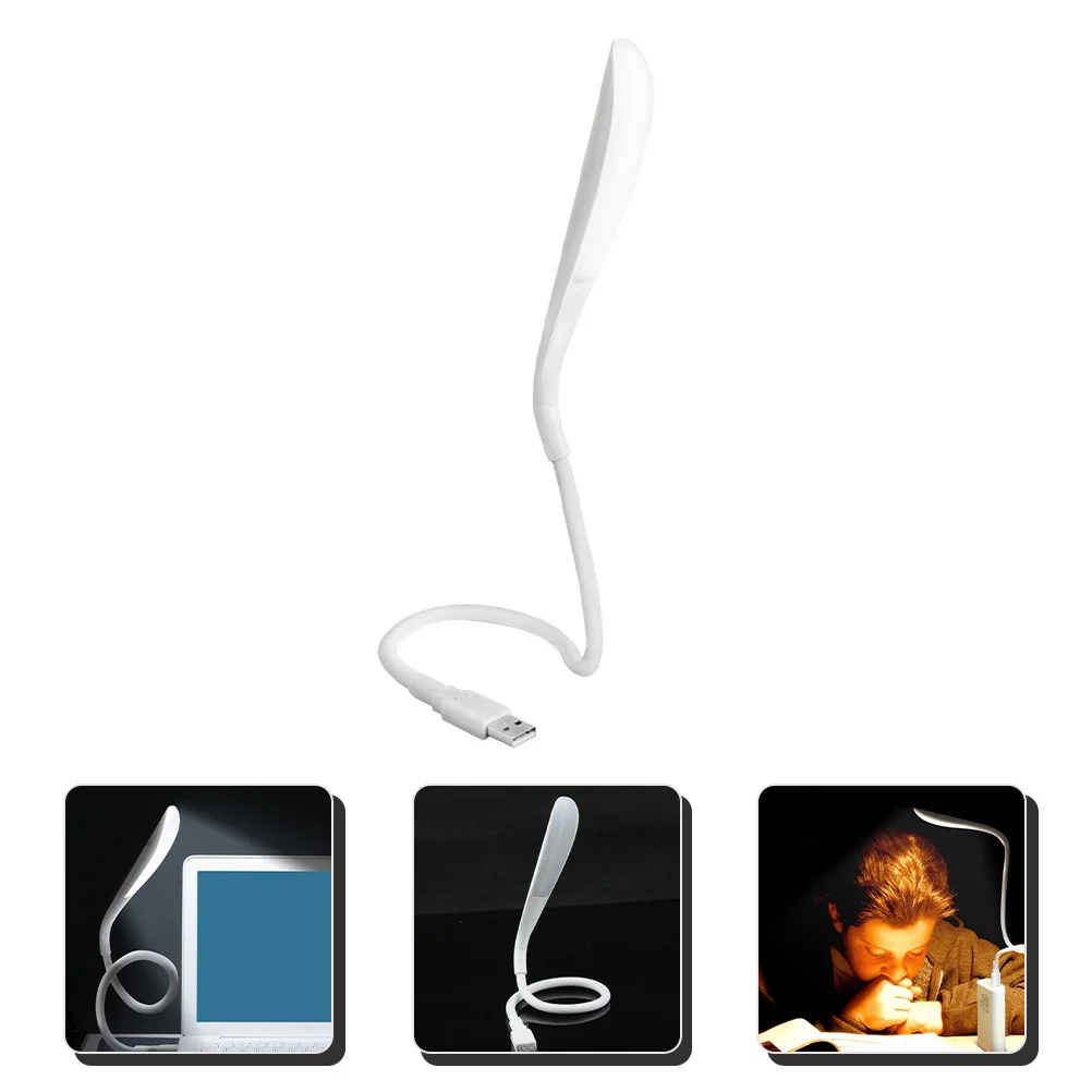 

USB Desk Lamp Small Flexible LED Light for Laptop Computer Portable Reading Travel Plastic Night Light Bedside