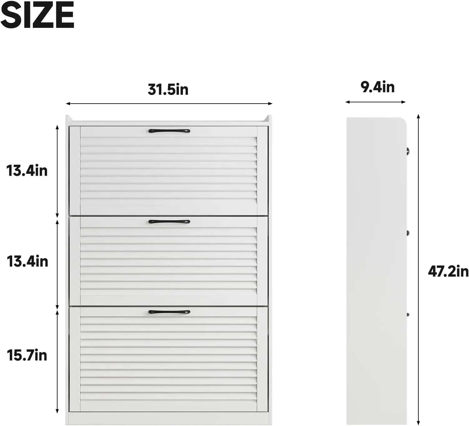 Shoe Storage Cabinet with 3 Flip Louvered Doors, Freestanding Organizer with Metal Hinges, Shoe Cabinet for Entryway, Narrow Sho