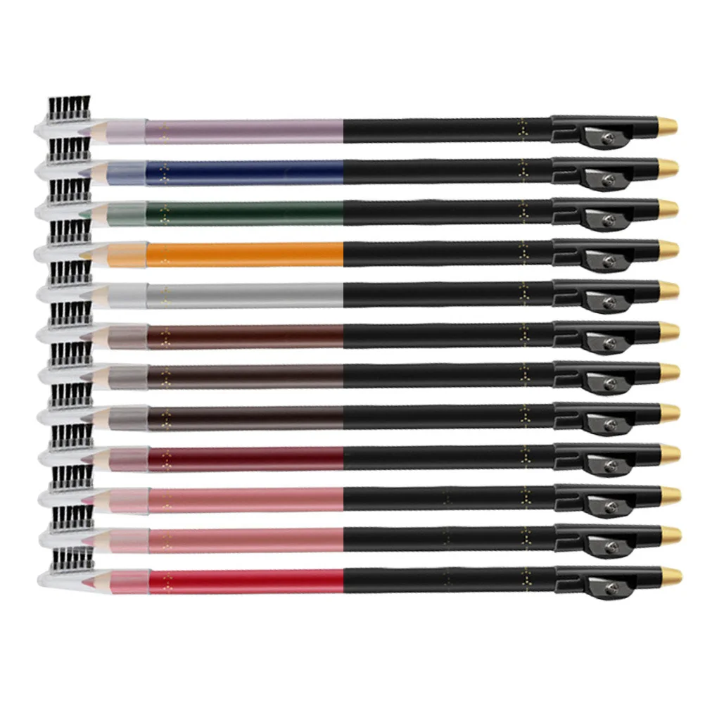 12Pcs Long Lasting Lip Liner Kit Waterproof Eyebrow Pencil Makeup Supplies Waterproof Eyebrow Pencil Eye Makeup Pen