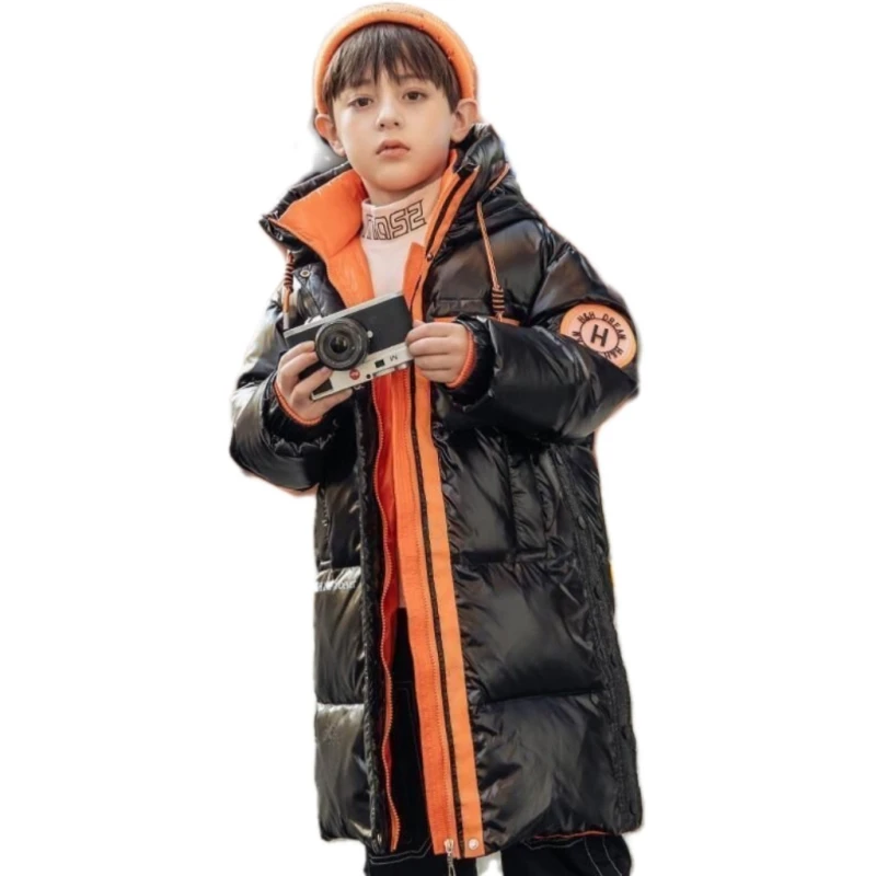 Boys Coat Jacket Cotton Outerwear Windbreak 2023 Long Thicken Velvet Winter Warm High Quality Children\'s Clothing