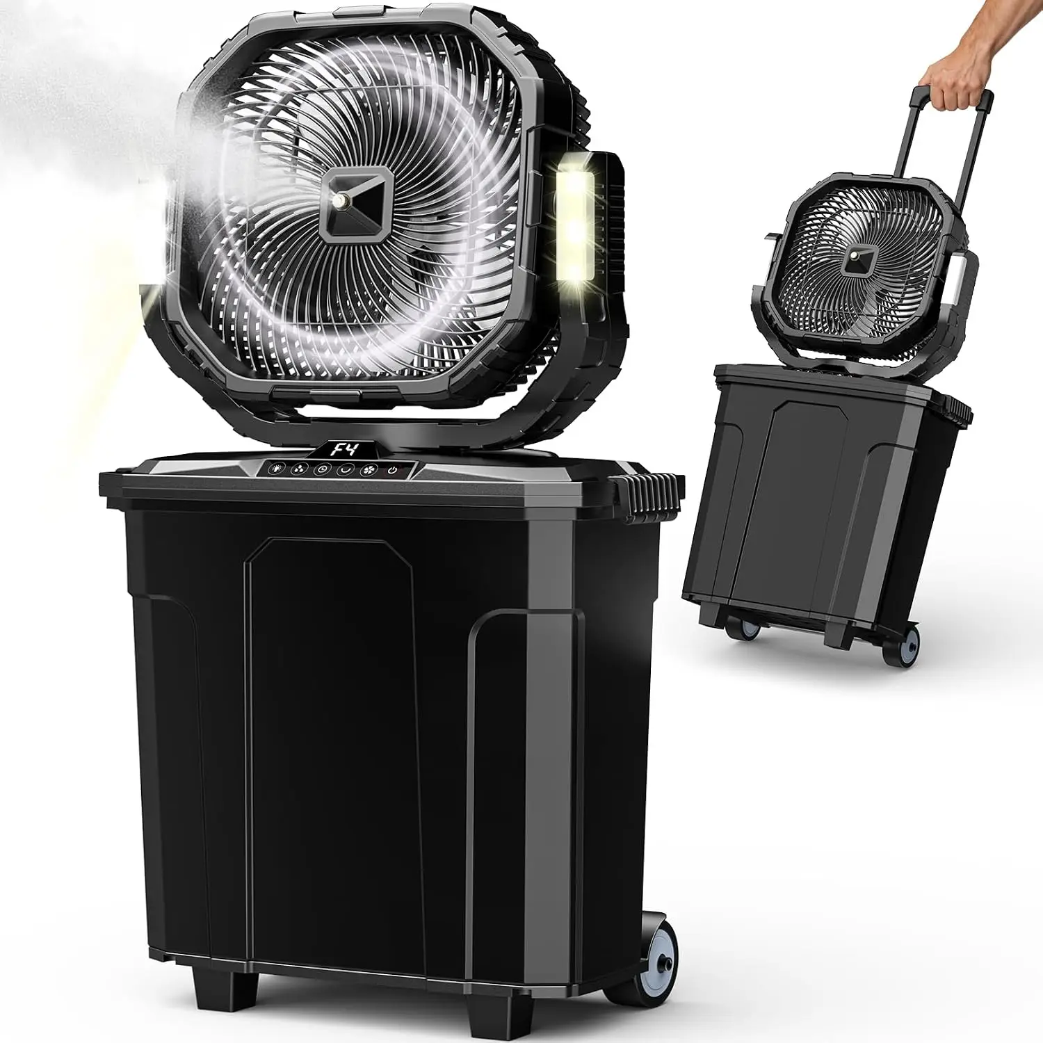 

5 Gal 12" Portable Misting Fan for Outside Patios, 30000mAh Outdoor Oscillating Rechargeable Battery Fan, Cooling Water
