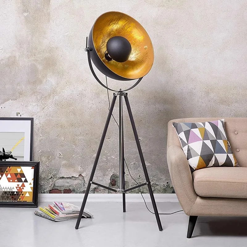 

Modern Retro Floor Lamp Industrial LED Vertical Iron Pot Tripod Standing Light for Indoor Decoration