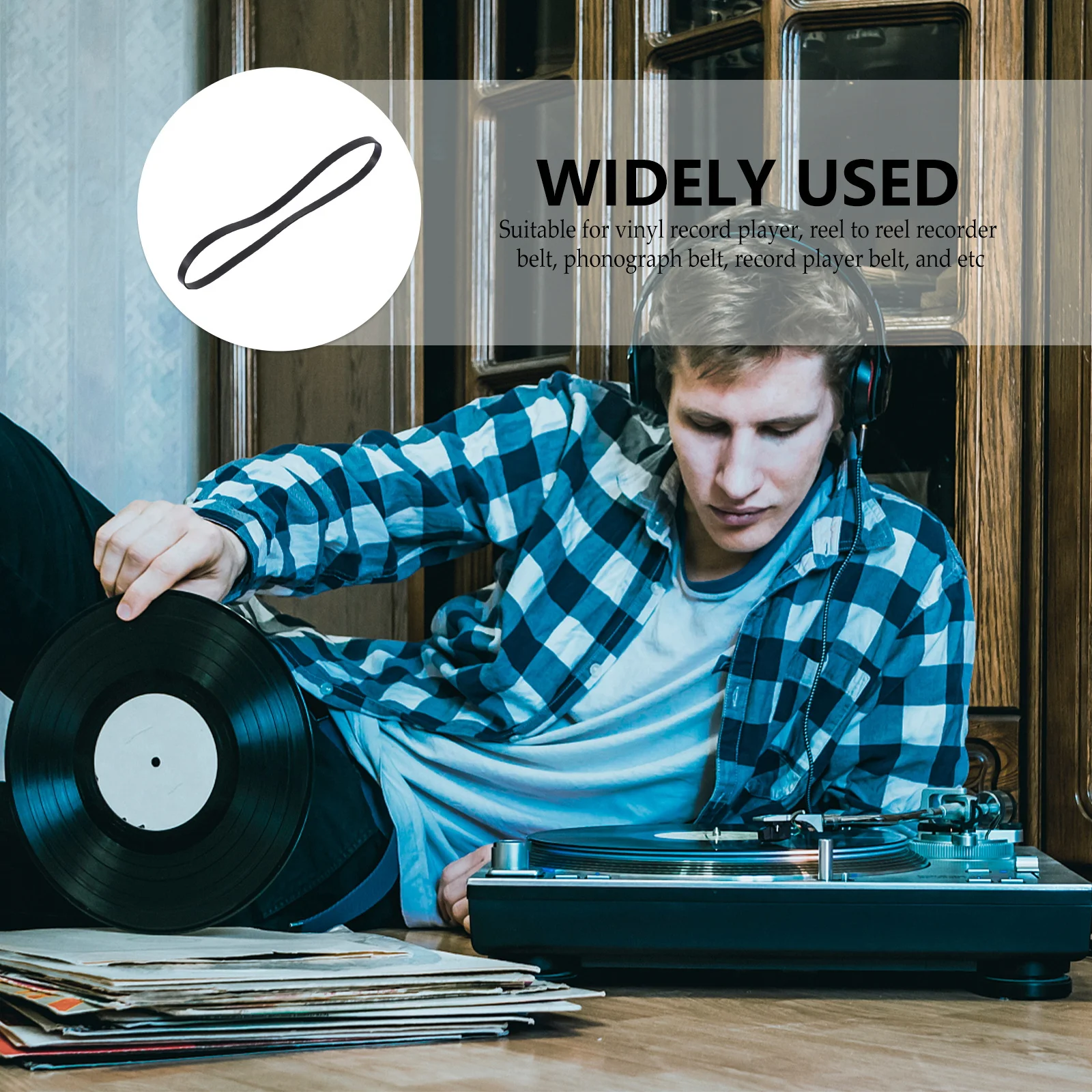 

2Pcs Turntable Record Player Belt Rubber Material Long-Lasting Use Practical Design Suitable for Various Players