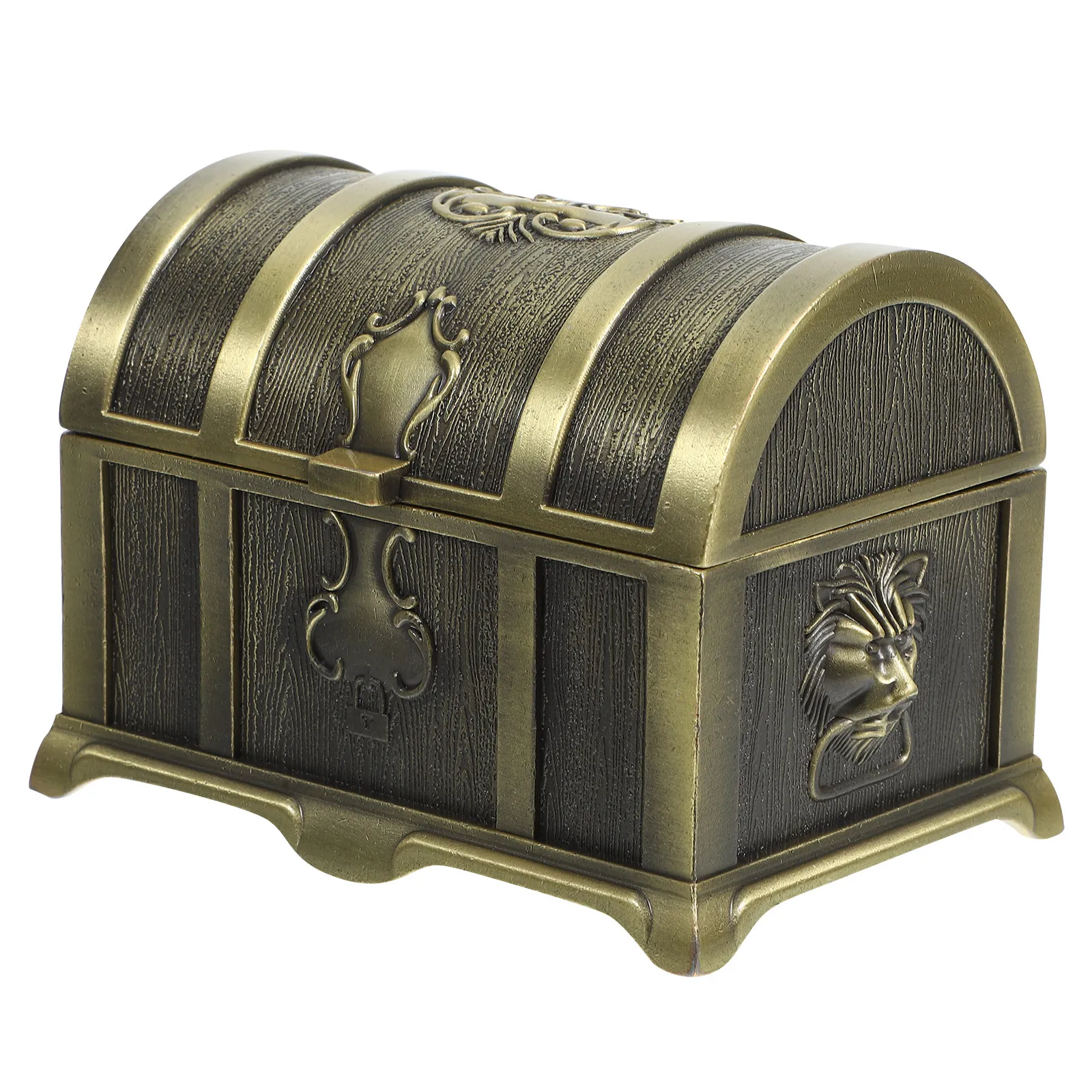 

Vintage Metal Jewelry Box Sturdy Alloy Treasure Chest Trinket Organizer Decorative Storage for Rings Pendants Earrings Home