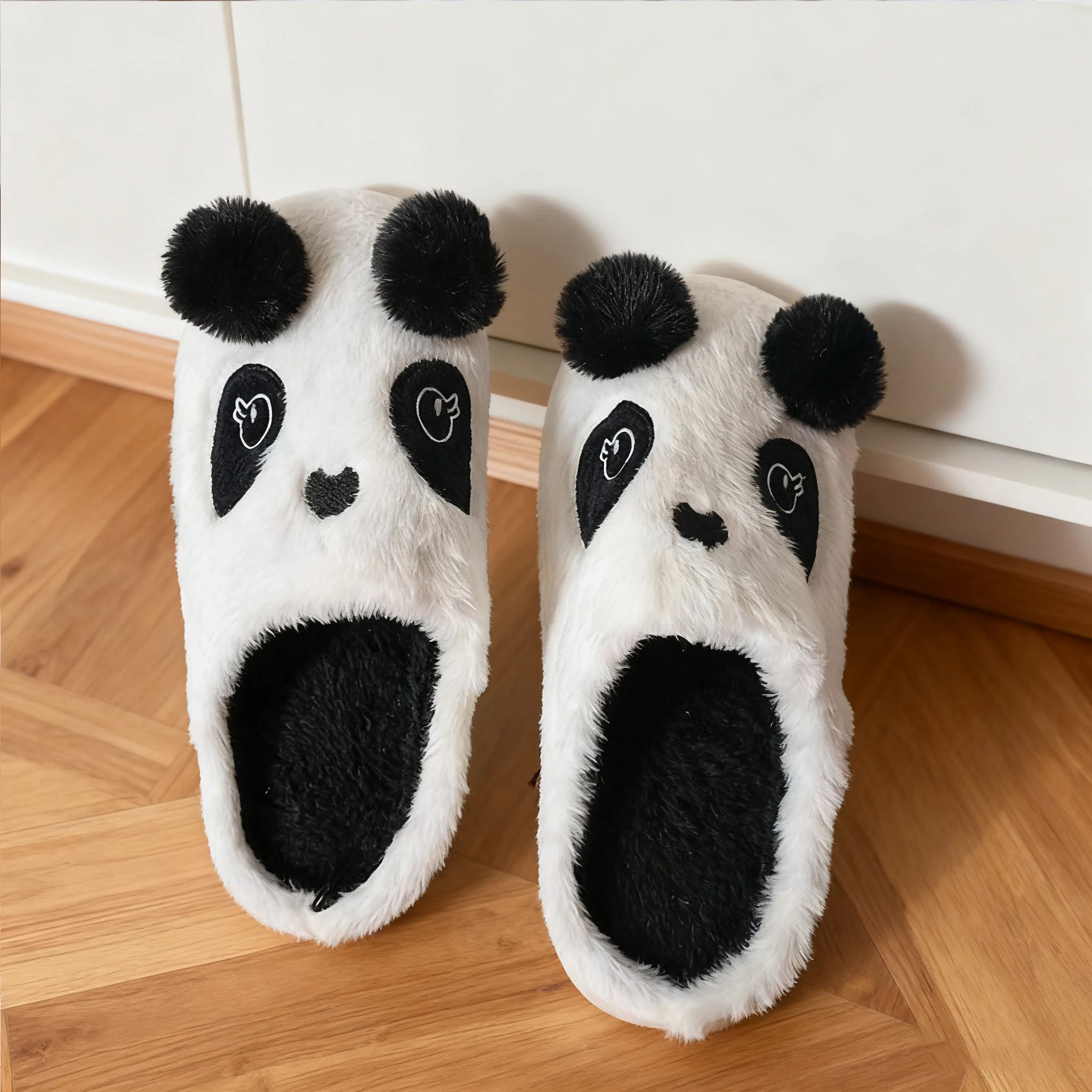 

Women's Slippers with Cute Cartoon Panda Patterns for Winter, Plush Autumn and Winter Home Slippers