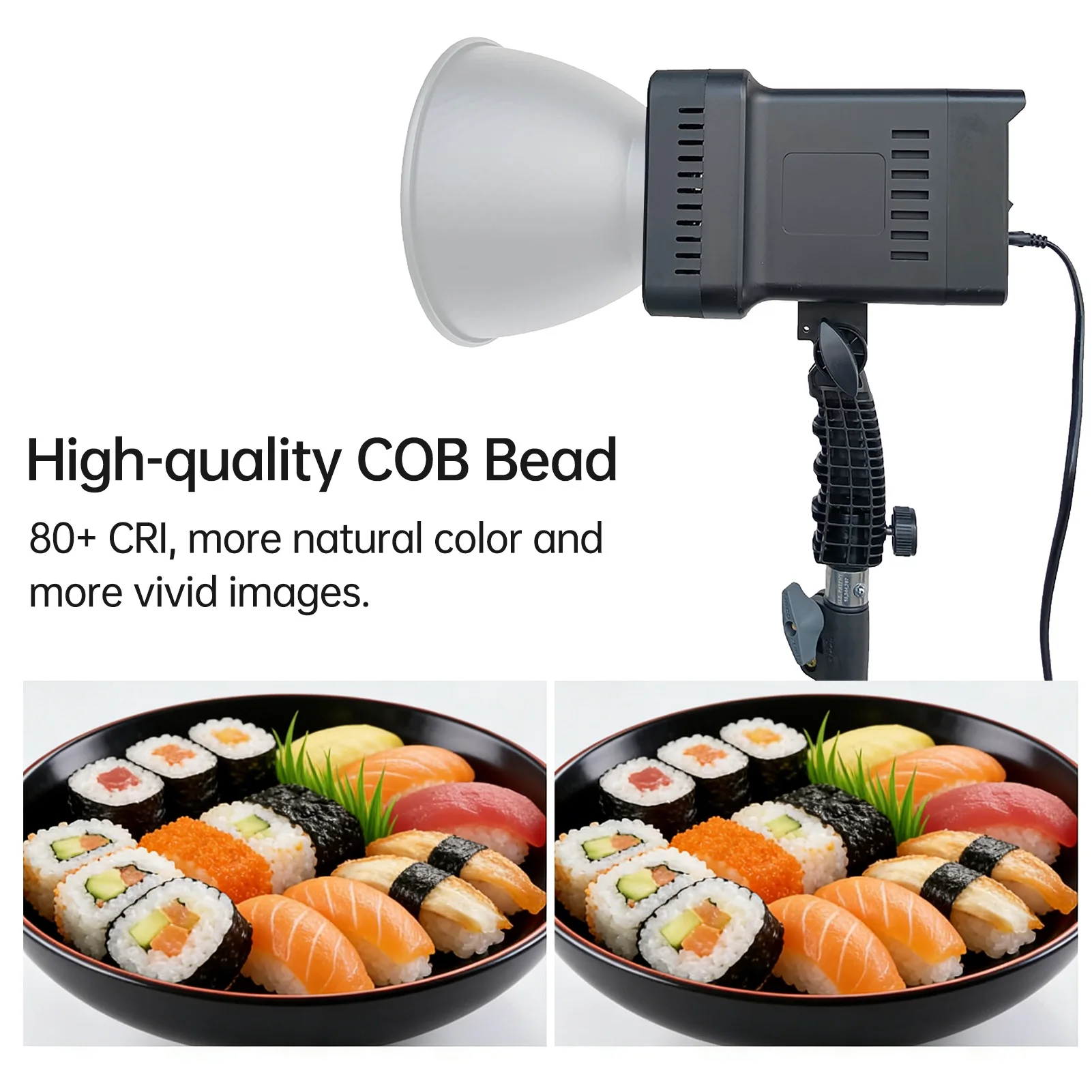 

Светодиодный видеосвет COB 100 Вт, двухцветный (2700K-6500K), для студийной фотосъемки и видеозаписи