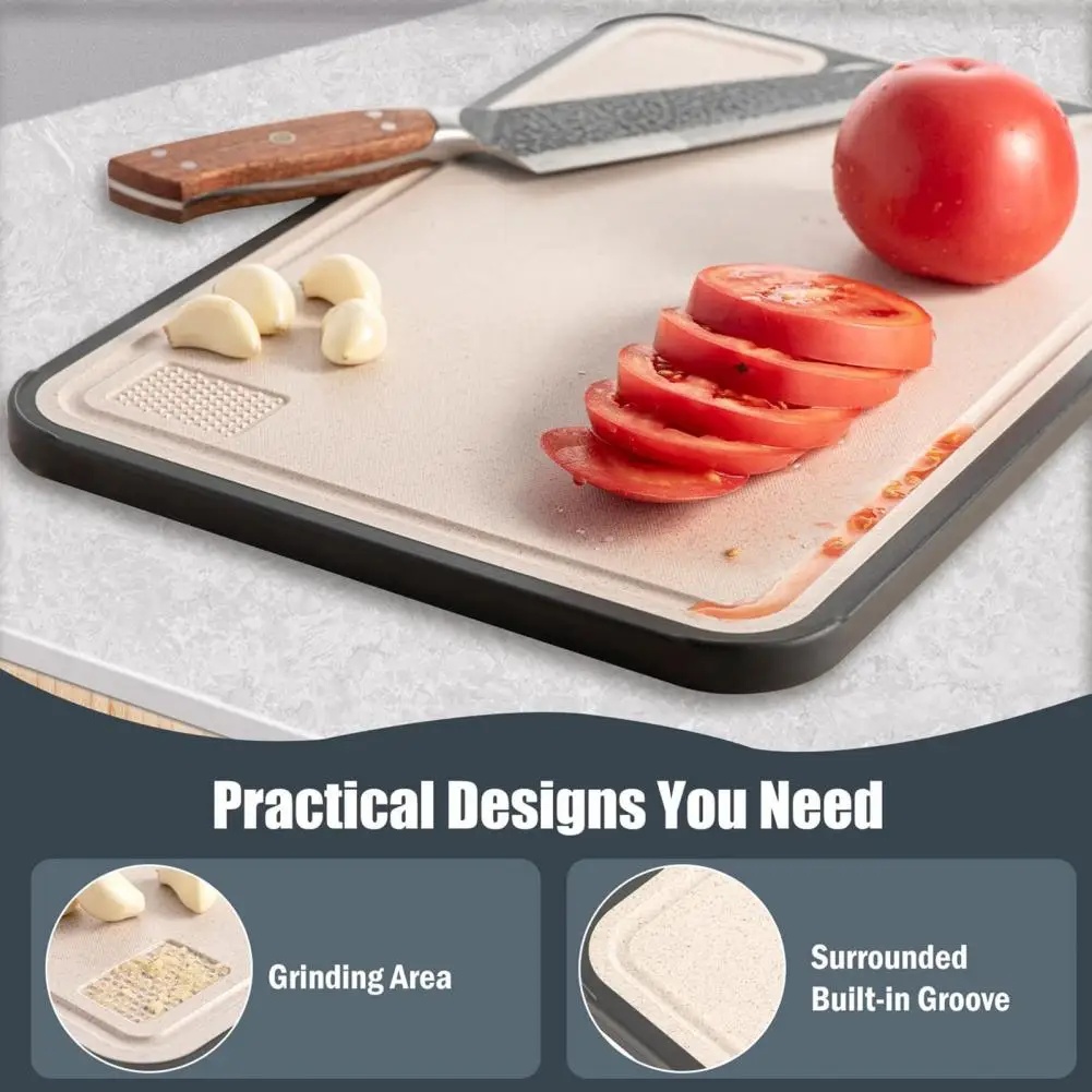 

Chopping Board with Juice Tank Double Cutting Board Set for Kitchen Durable Chopping Boards with Juice Tank Garlic for Kitchen
