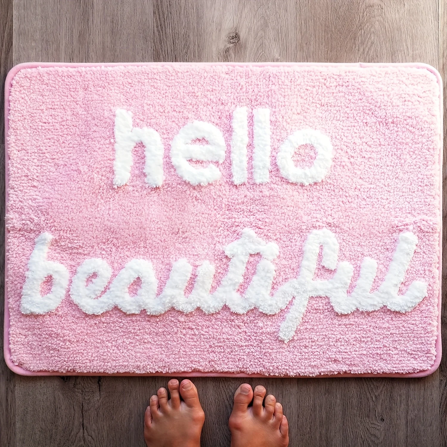

1pc, Hello Beautiful Non-slip Bathroom Mat, Light Pink Blush Cute Bathroom Carpet You Look Good, Fun Shower Fun Bathroom Decor,