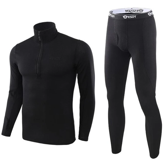 ESDY Fleece Thermal Underwear Men Autumn Winter Warm Long Johns Fitness Sports Compression Breathable Leggins Thermo Tracksuit