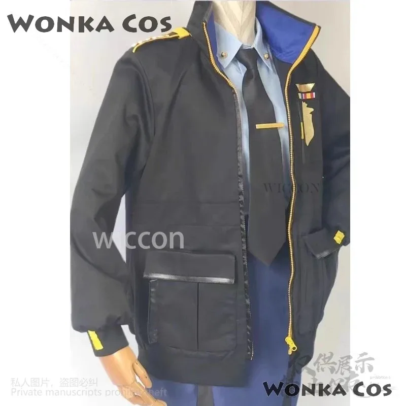 CyGame 블루 아카이브 칸나 코스프레 의상 섹시 드레스 블랙 옐로우 코트 타이 세트 가발 털 귀마개 할로윈 코스프레