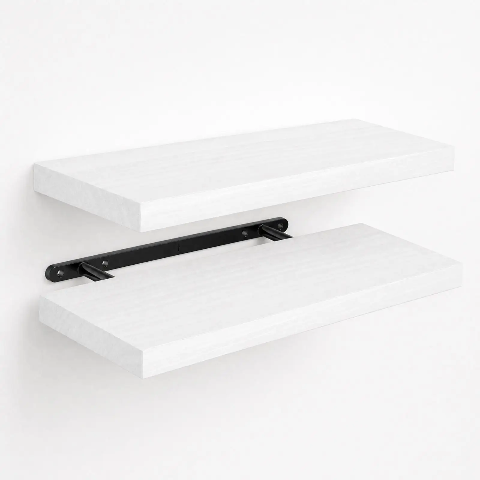 Two Tier Wall Shelf Solid Wood Floating Book Rack for Kitchen Counter Organization and Bedroom Decor