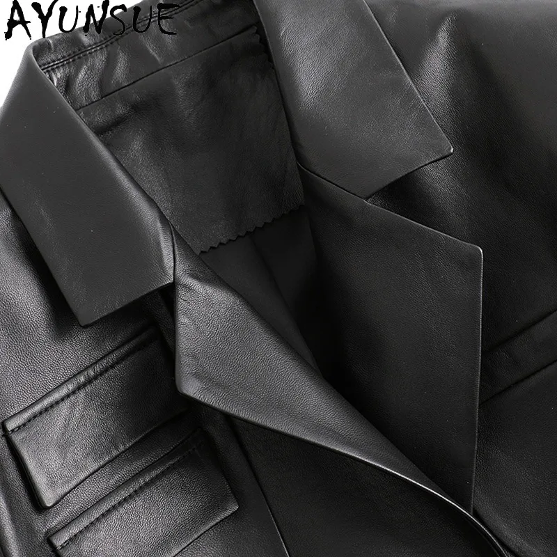 AYUNAUE 本革ジャケット女性服春秋シープスキンコートショートスタイルレザーコート女性 Jaqueta デ Couro