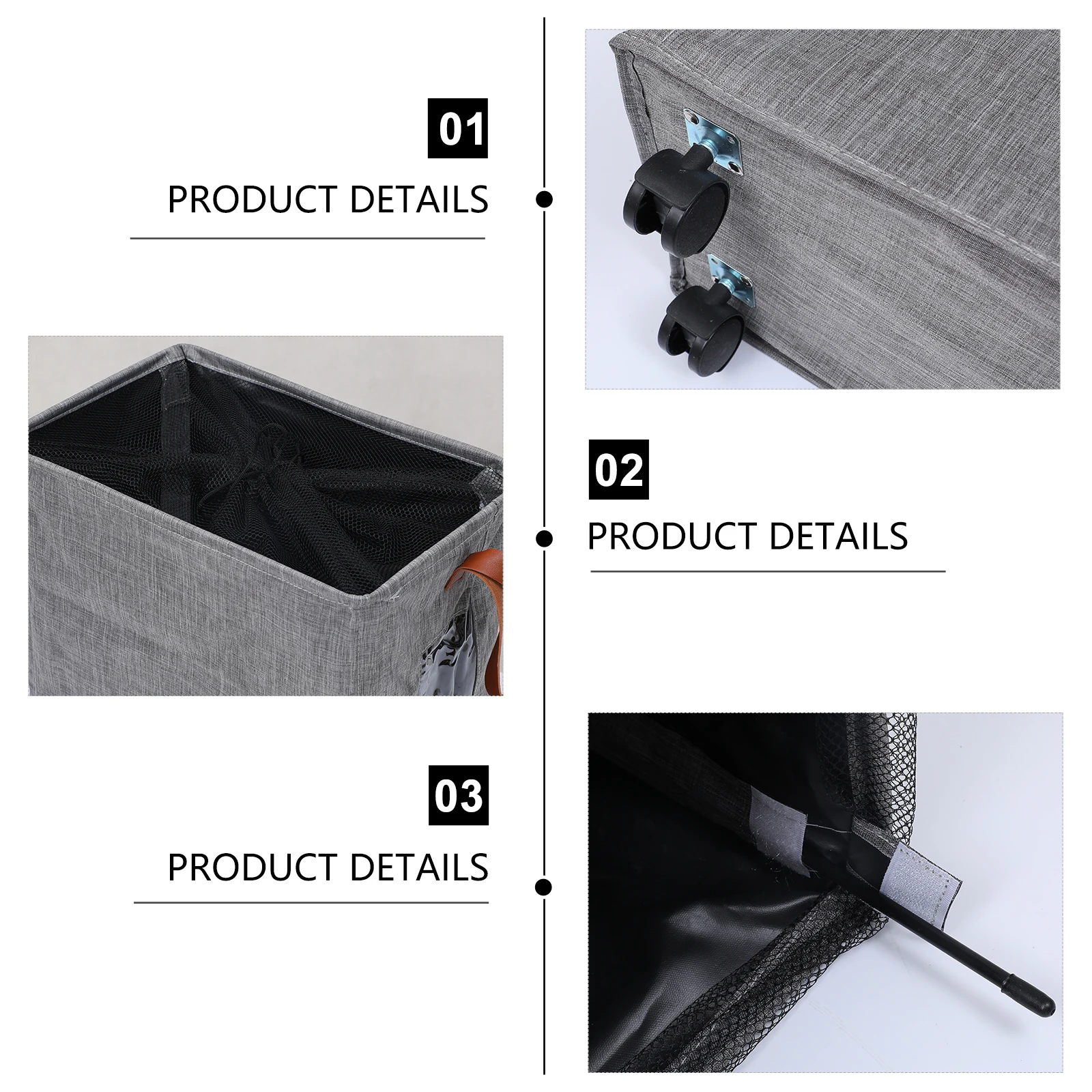 

Foldable Laundry Hamper Wheels Grey Cationic Fabric Collapsible Dirty Clothes Basket Storage Bin Home ganization Household