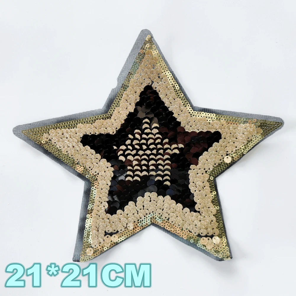 Embroidery Sequined Star Patch,sew on Sequins Rainbow Stars Badges,heart Patches for Clothing,appliques DIy Accessory WF228738