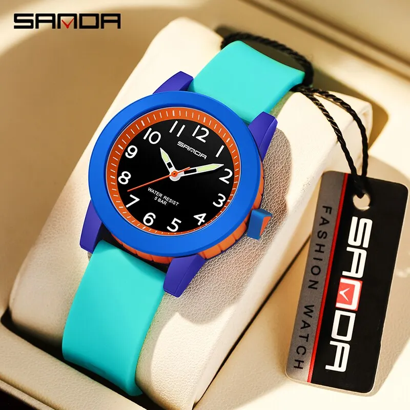 SANDA-Reloj de pulsera de cuarzo analógico para mujer, cronógrafo de silicona, deportivo, de béisbol, resistente al agua, informal, regalo para niño y niña