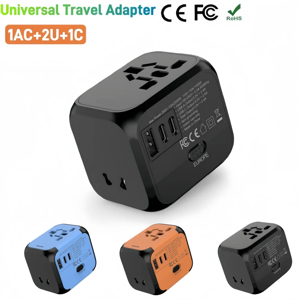 Universal Travel Adapter Plug, 220v To 5v Fast Charging Power Plug, Socket Converter for Europe US UK Asia, Portable Charger