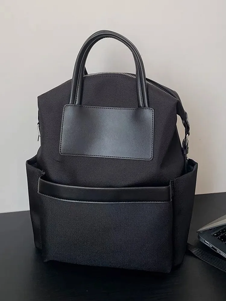 Firmranch-Sac à dos en cuir haute capacité pour femme, panneau en toile légère, cartable de voyage ComPiedmont, sac d'ordinateur tendance, nouveau, 2023