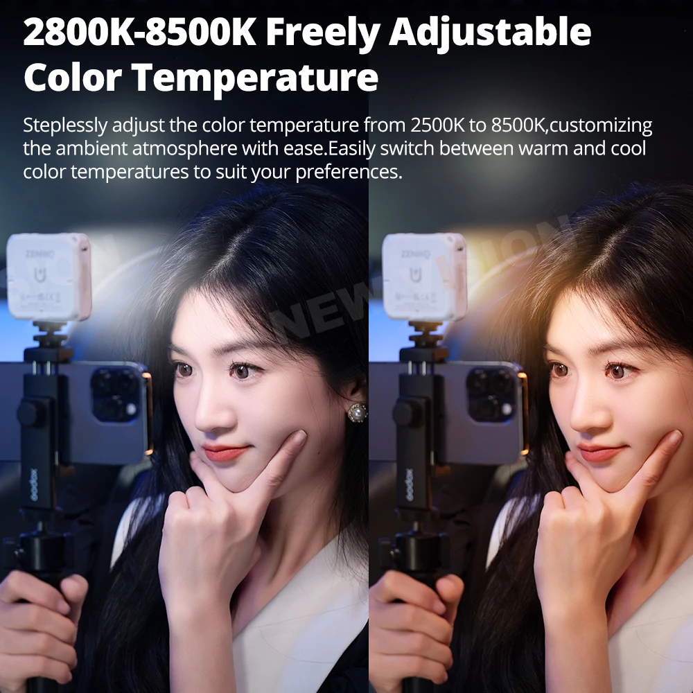 ZENIKO VS5 R Mini RGB Full Color Fill Light VS5 Bi 2500K-8500K Dimmable Pocket Light with APP for Phone DSLR Camera Vlog Live