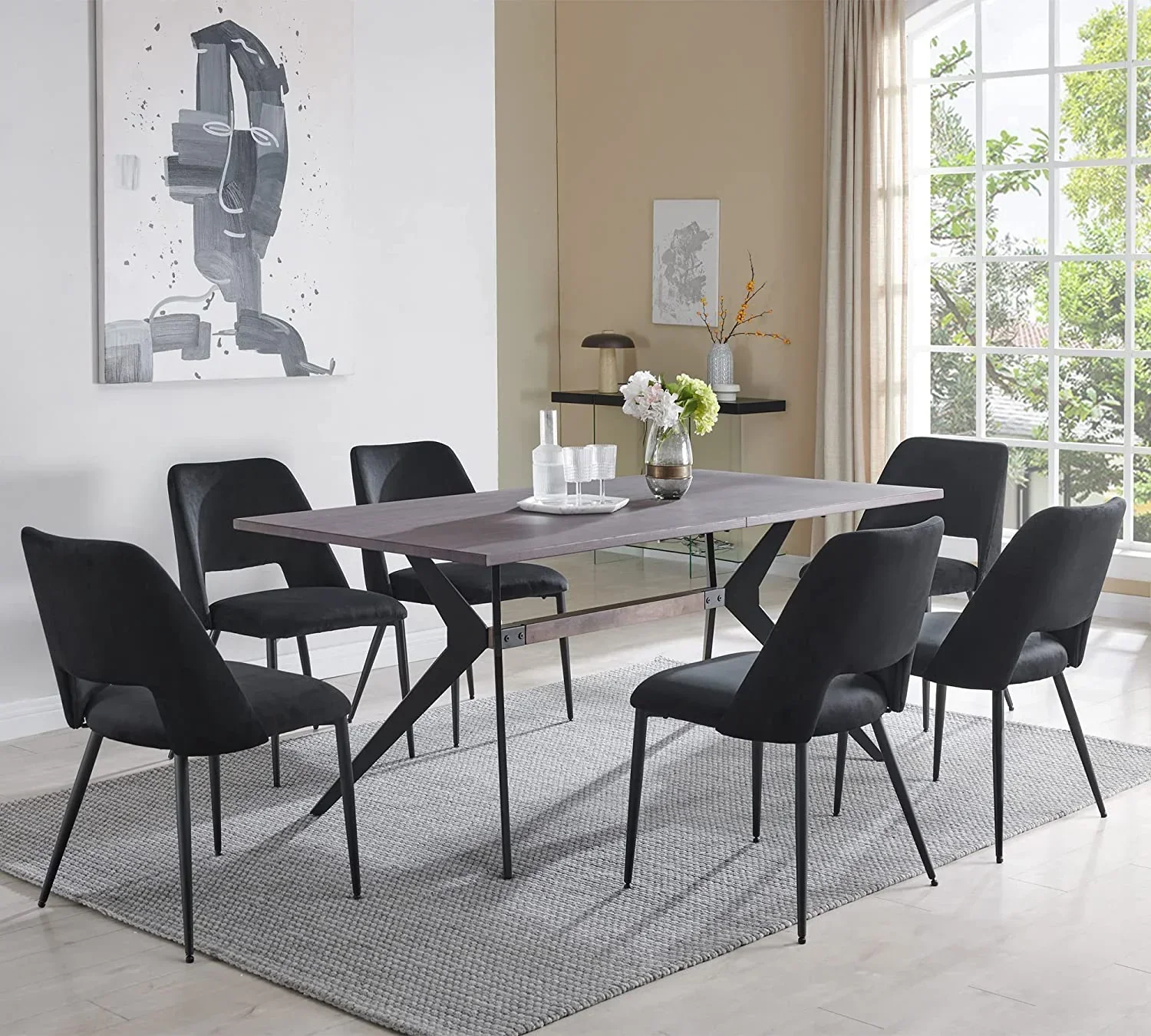 

'Customizable Table Marble Dining Table With Rectangular Top Stainless Steel Legs living room table